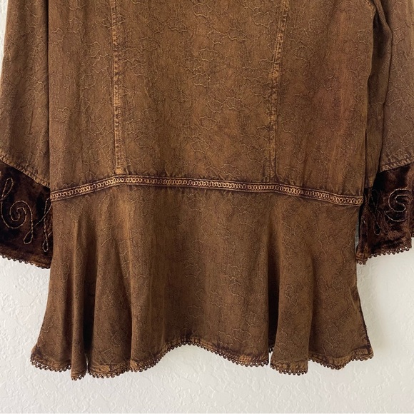 Parsley Sage Top S Boho Peasant Velvet Burnout Whimsy Grunge Fairy Renaissance - Picture 11 of 16